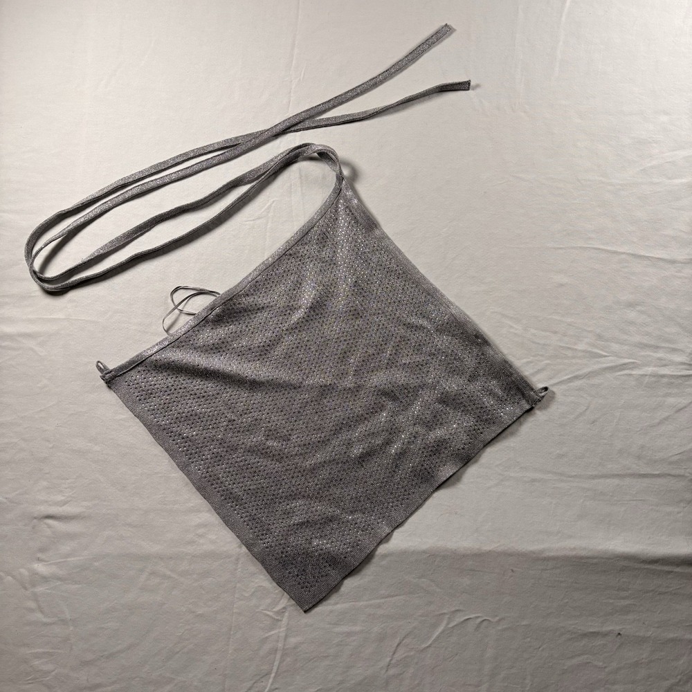 NWT ZARA SILVER MESH TOP WITH STRAP OPEN BACK SIZE LARGE